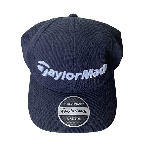 NWOT Taylormade Performance Golf Hat Cap Logo Adjustable Black Men - Picture 1 of 6